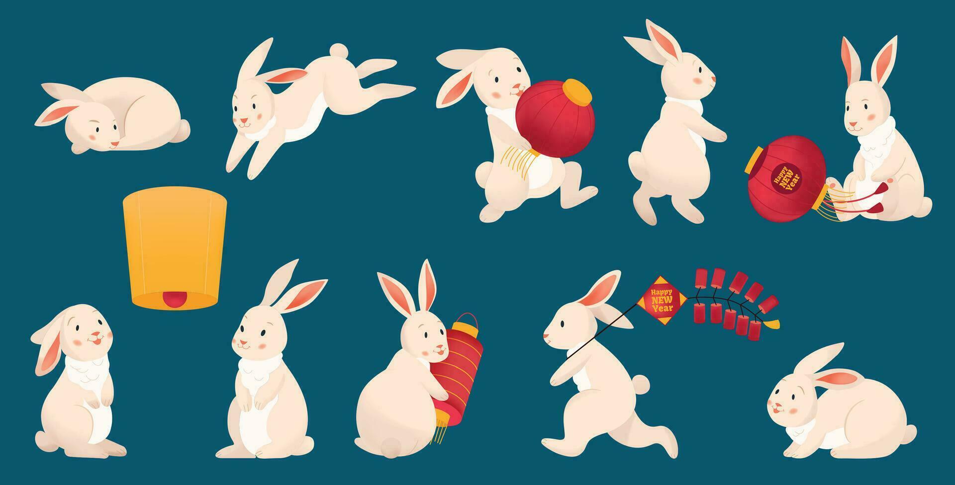 Conejo chino zodíaco conjunto vector