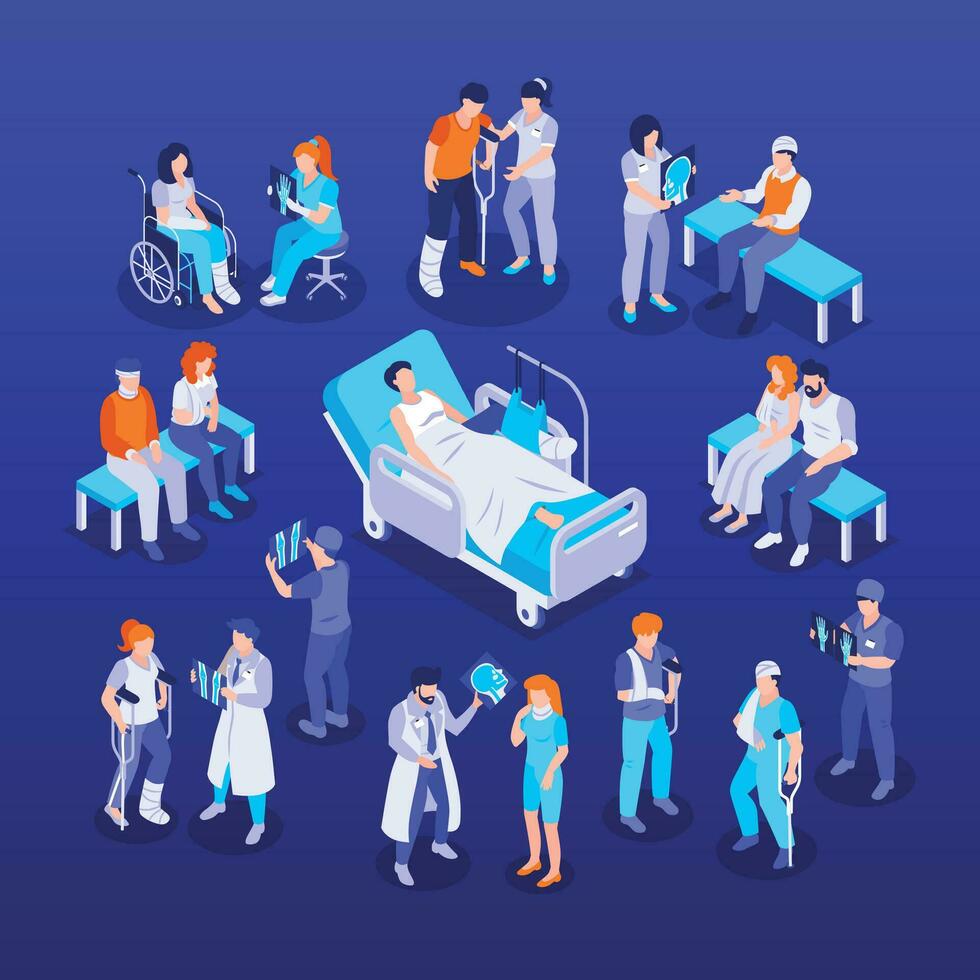 Traumatologist Isometric Set vector