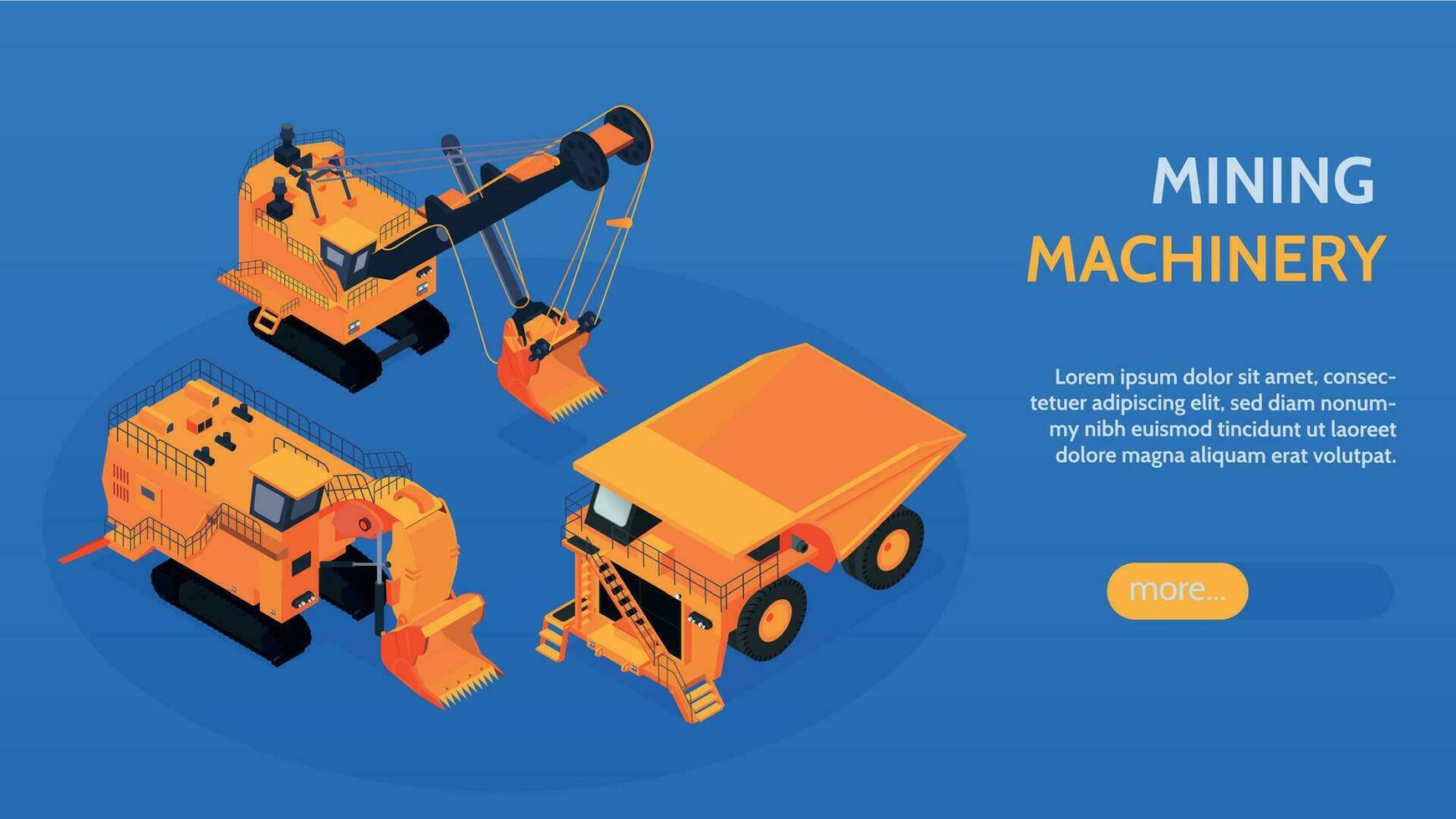 Isometric Mining Horizontal Banner vector