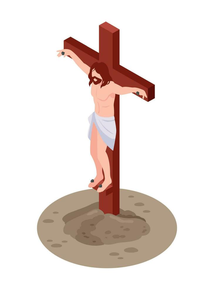 Crucified Christ Isometric Composition vector