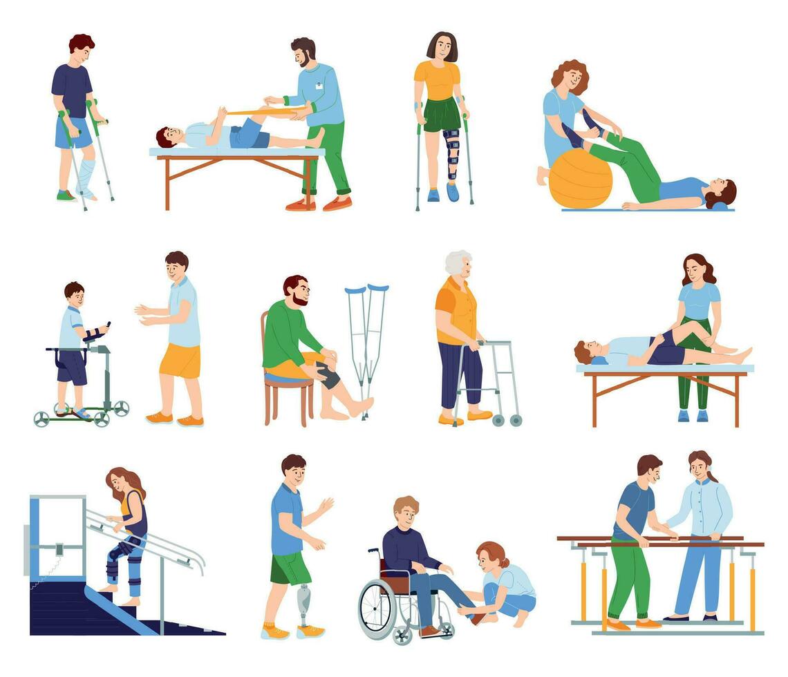 Physical Rehabilitation Icon Set vector