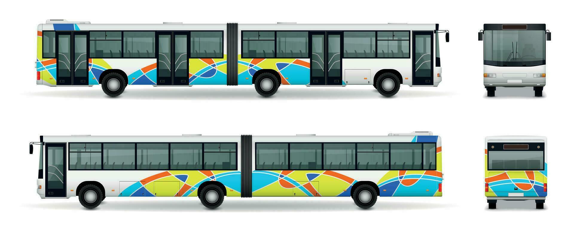 articulado autobús realista conjunto vector