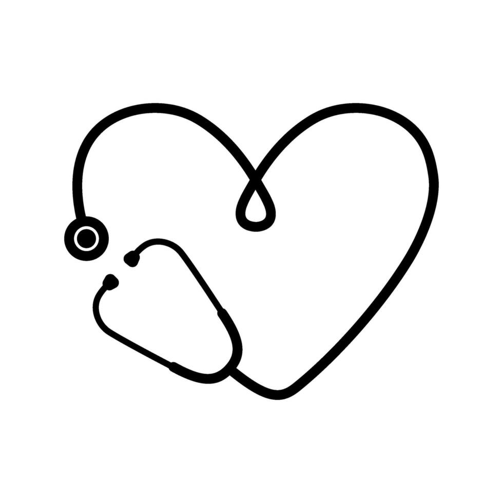 Medical stethoscope outline icon vector