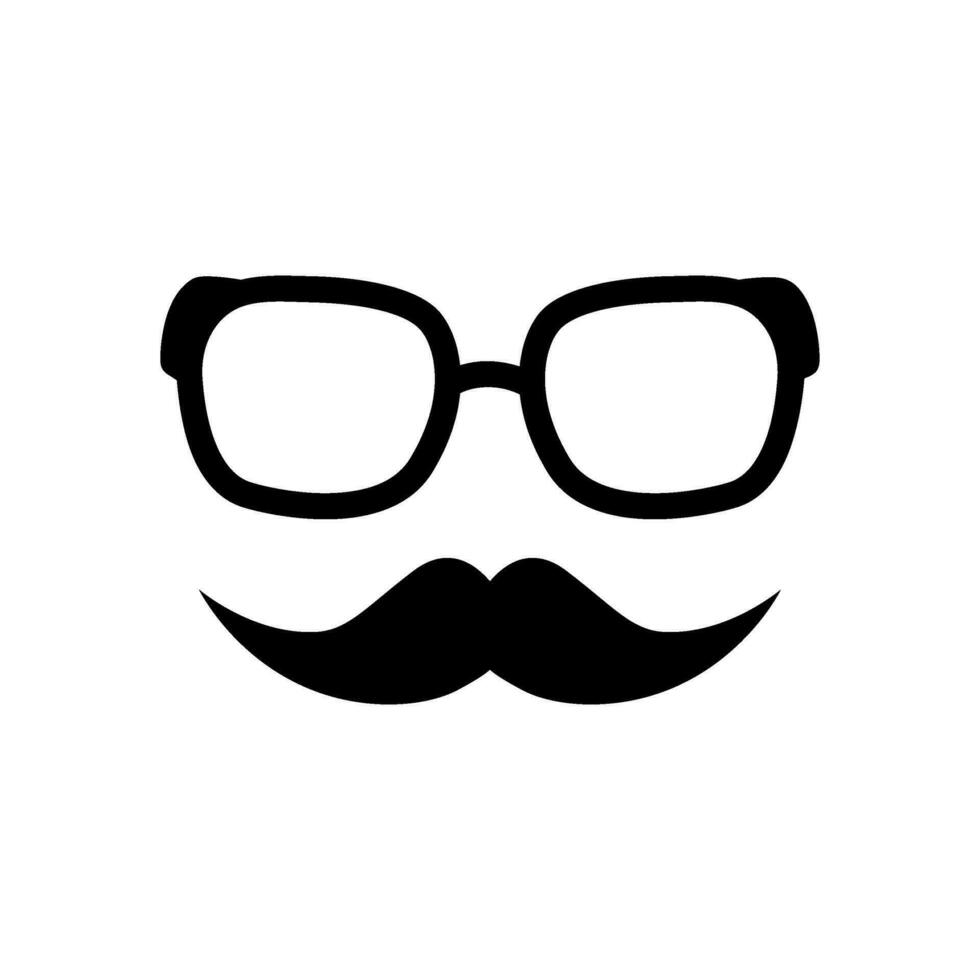 glasses and mustache flat style vector icon