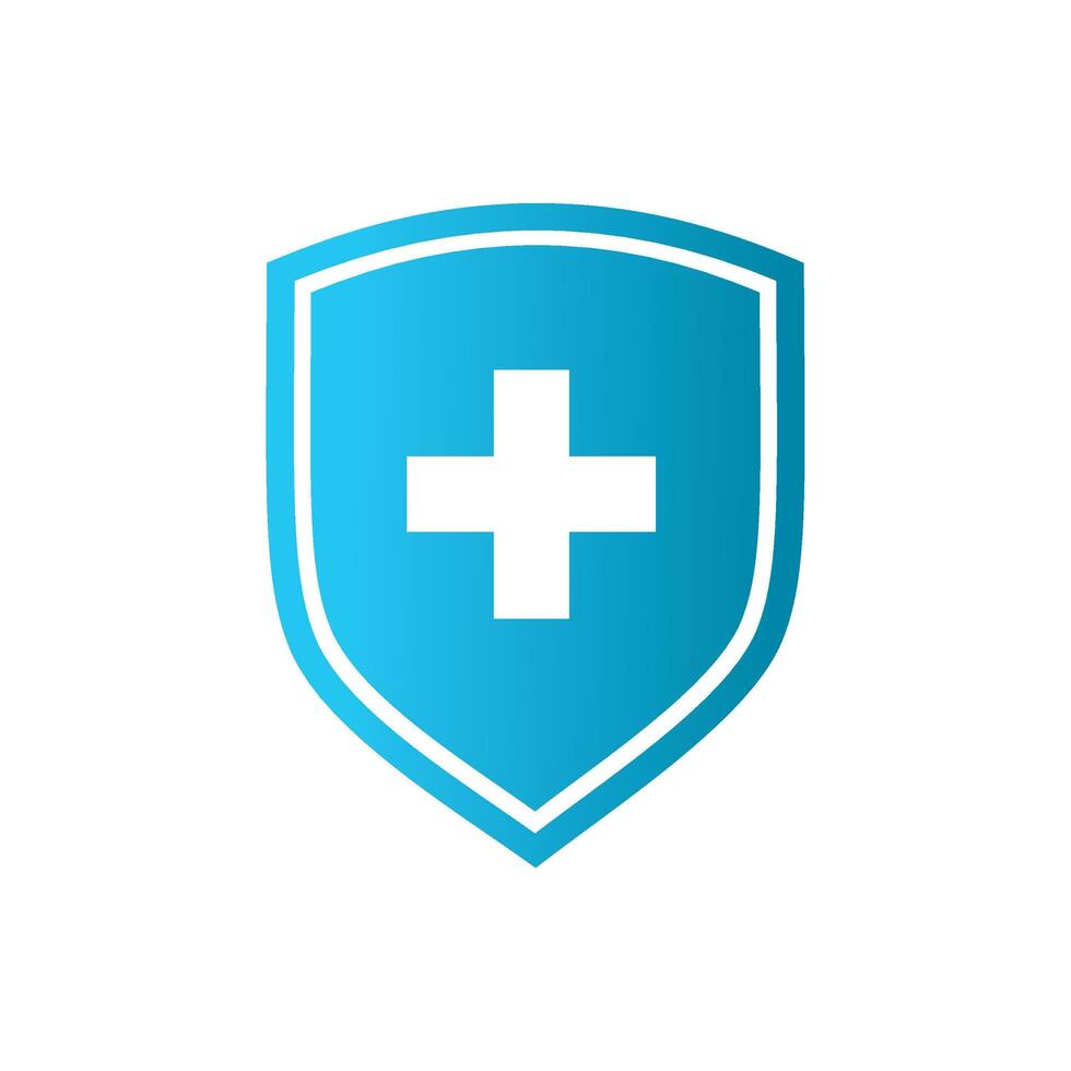 Medical shield with cross vector icon