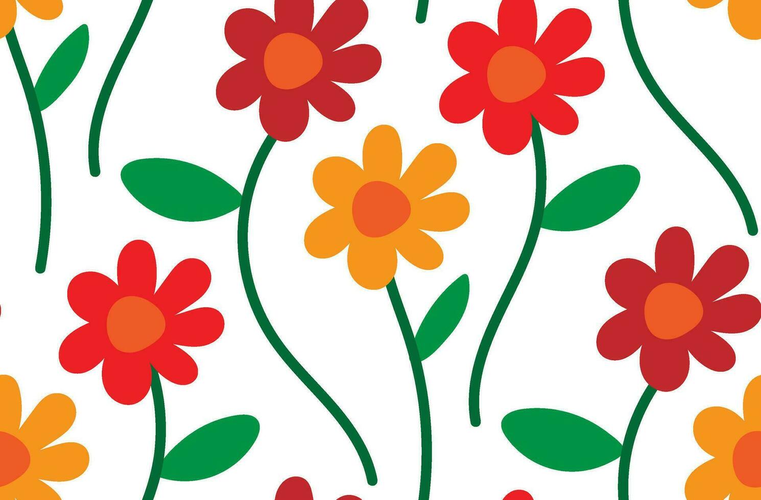 Flowers Floral Flat Vector Pattern Tile Seamless Repeat Illustration Design
