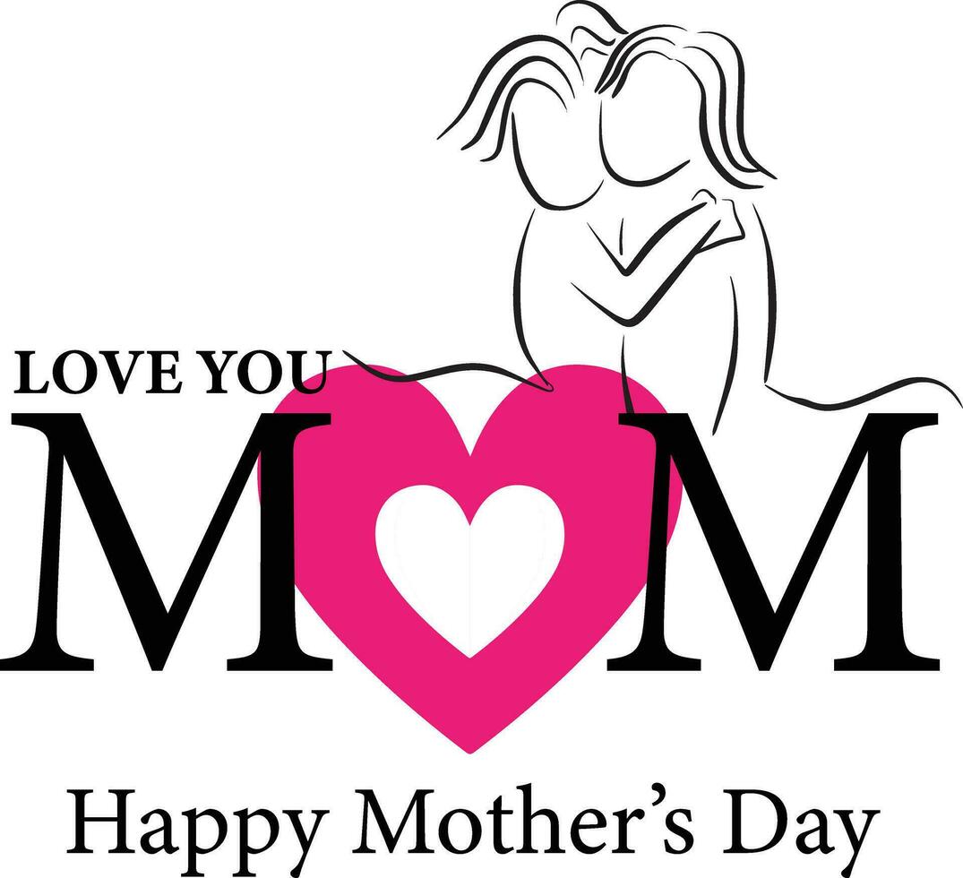 Happy mothers day mom and child illustration vector