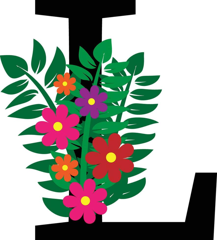 L Floral Alphabet Design vector