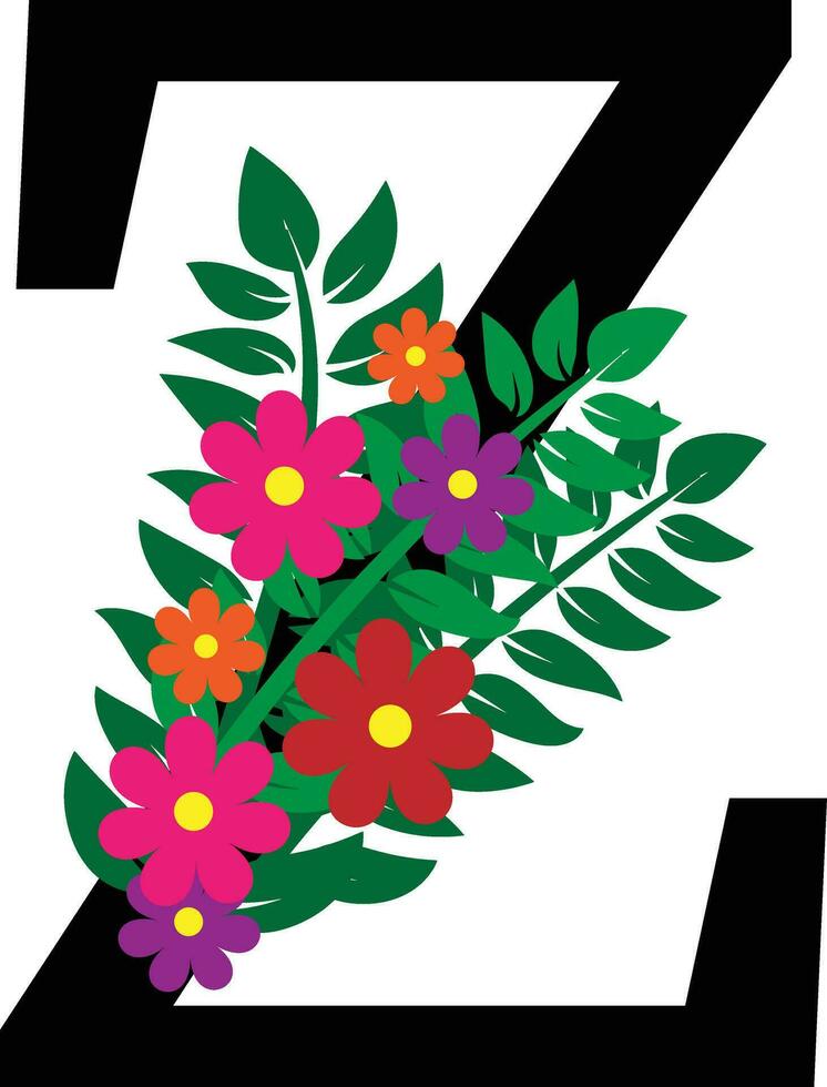 z floral alfabeto diseño vector