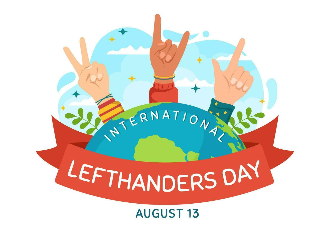 Happy LeftHanders Day Celebration Vector Illustration with Raise Awareness of Pride in Being Left Handed in Flat Cartoon Hand Drawn Templates