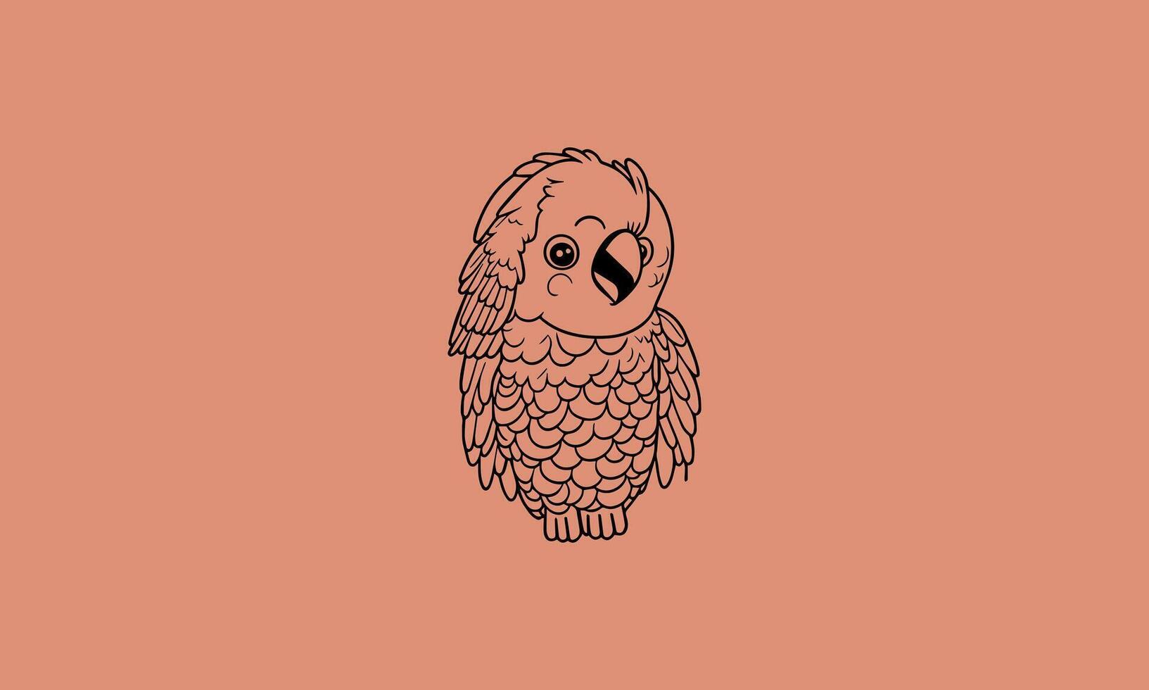 happy cute parrot kawaii colouring book design vector
