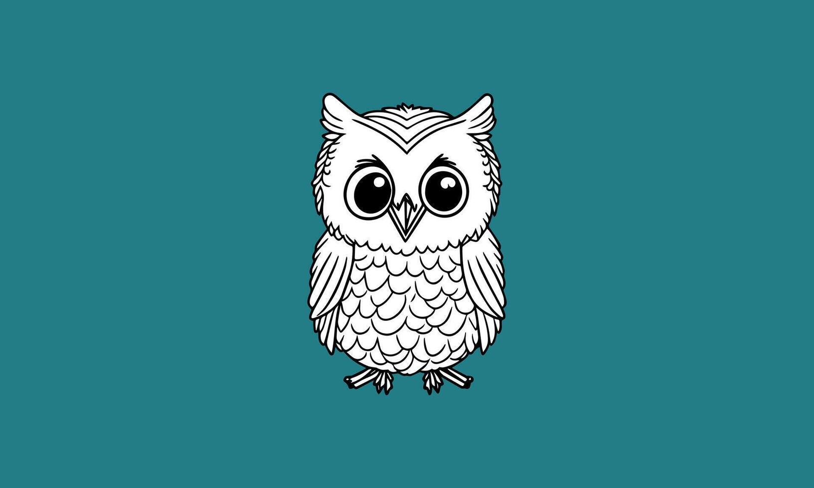 happy cute owl kawaii line art design vector