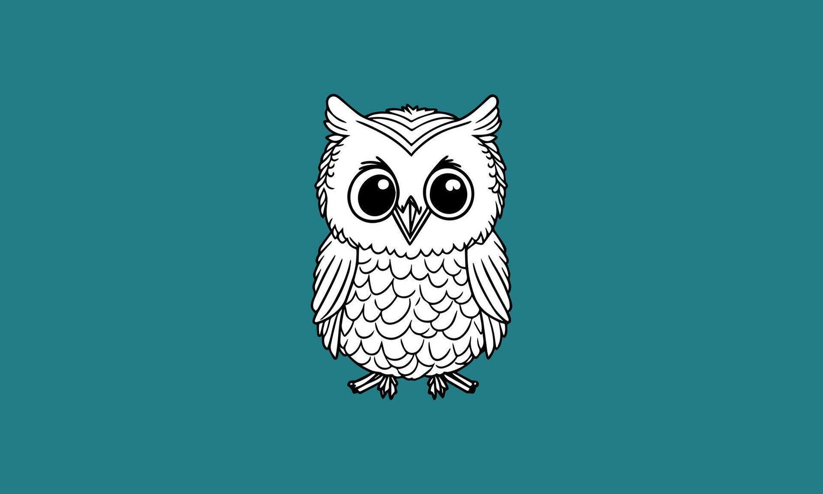 happy cute owl kawaii line art design vector