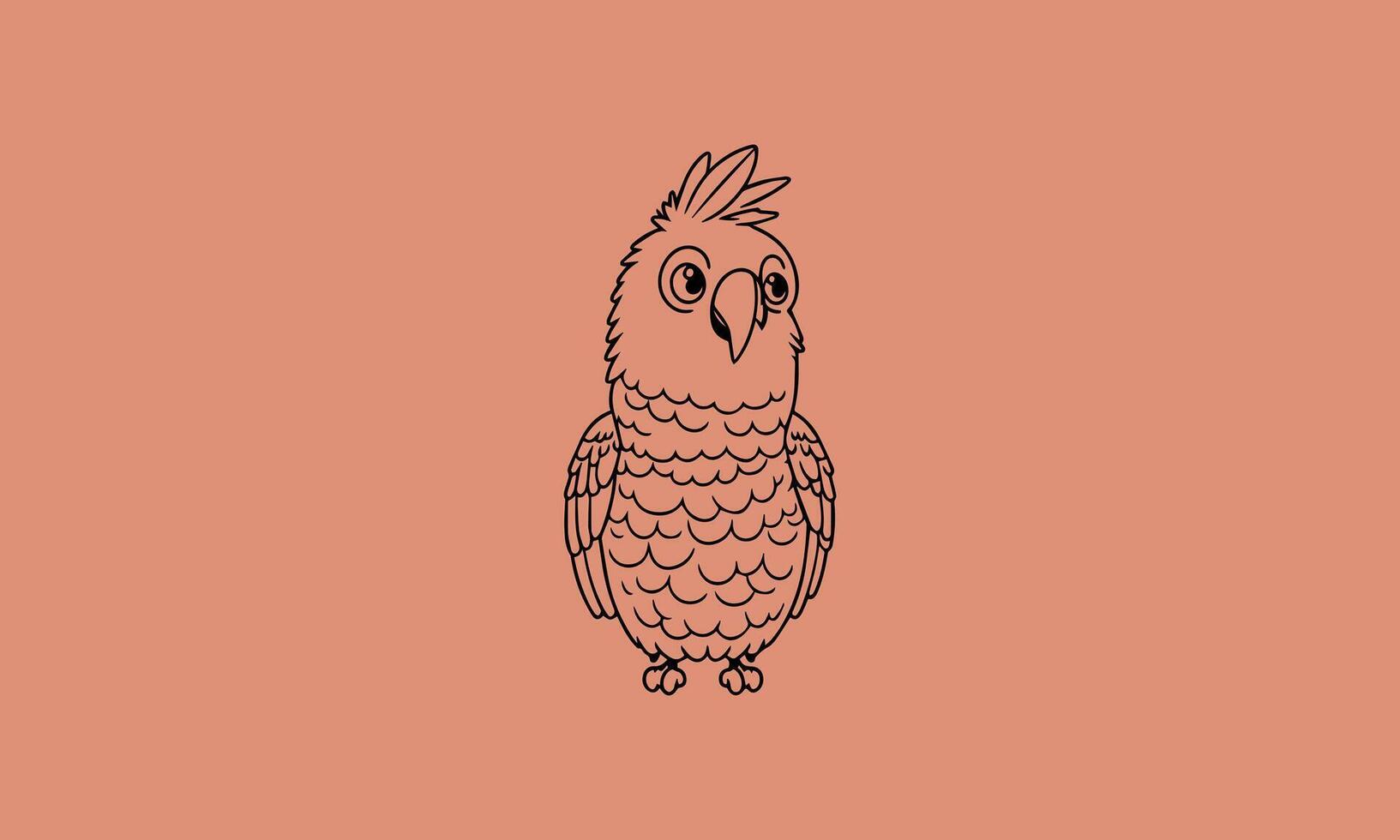 happy cute parrot kawaii colouring book design vector