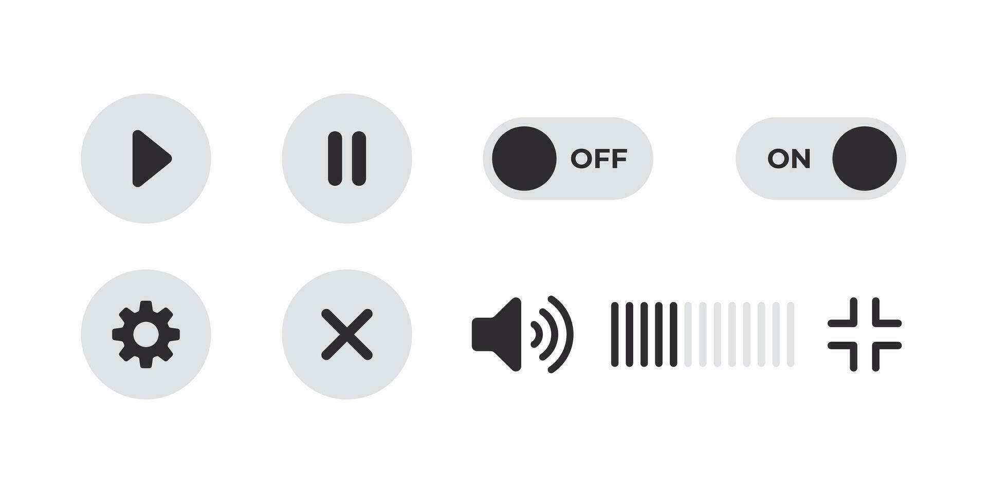 Player or video player interface icons. Website or mobile app functional icons. Vector scalable graphics