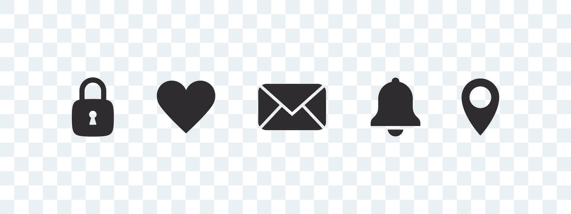 Notification and geolocation icons. Functional web icons. Vector scalable graphics