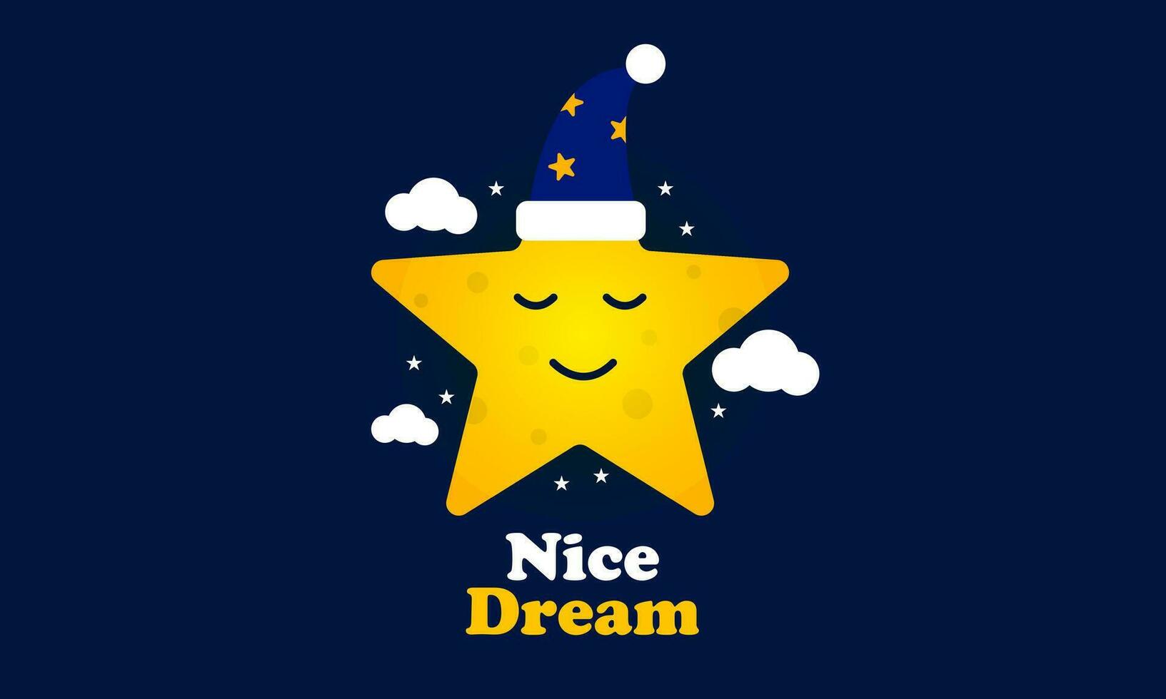 Vector illustration of stars sleeping at night kawaii. It is suitable for content, animation, books, videos, print, related to children.
