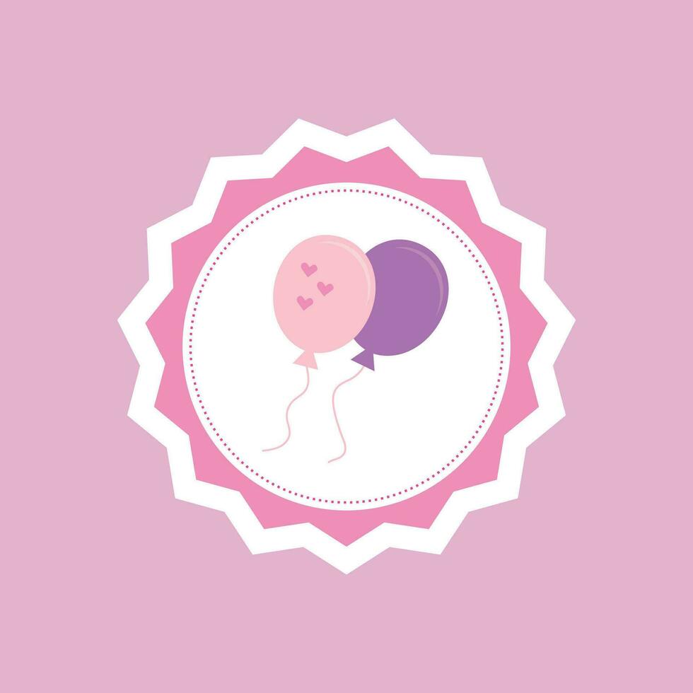 Balloons sticker, happy birthday, party time vector