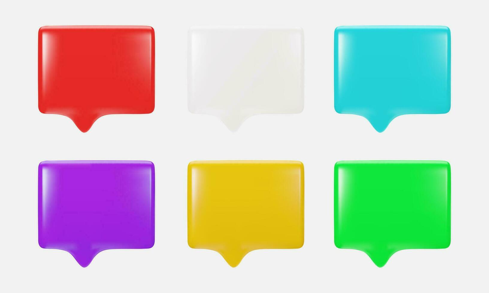 Set of message icons in different colors. 3d vector