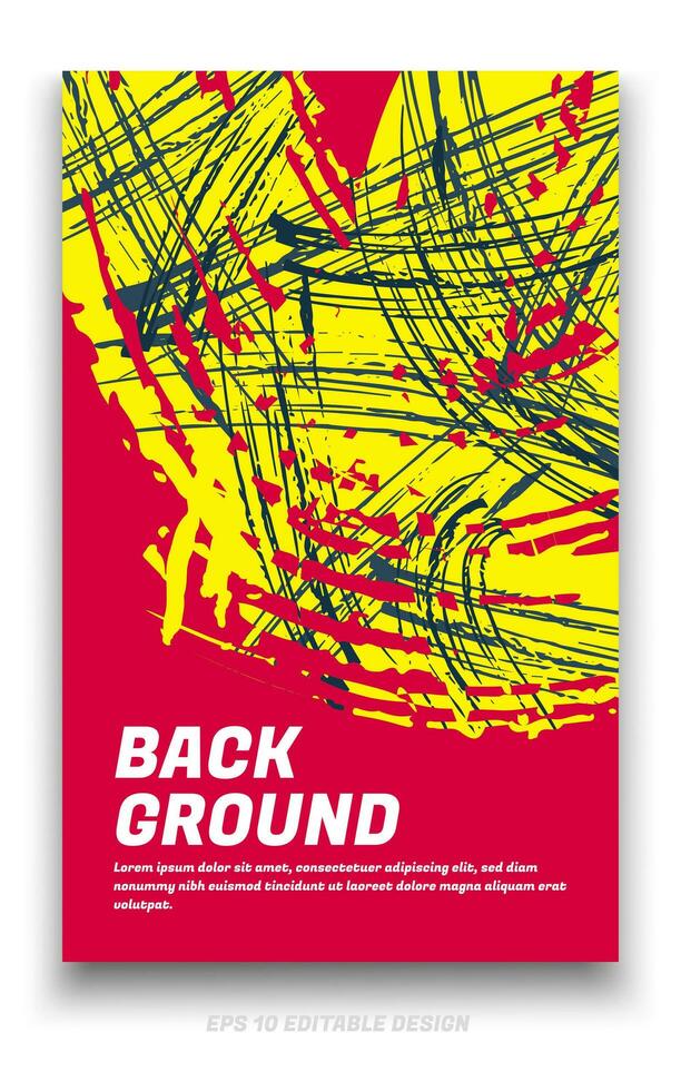 Abstract grunge background cover design with brush strokes concept. Design element for posters, magazines, book covers, brochure template, flyer, presentation. vector