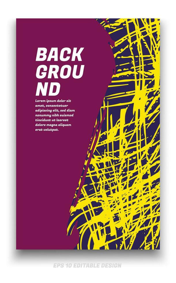 Abstract grunge background cover design with brush strokes concept. Design element for posters, magazines, book covers, brochure template, flyer, presentation. vector