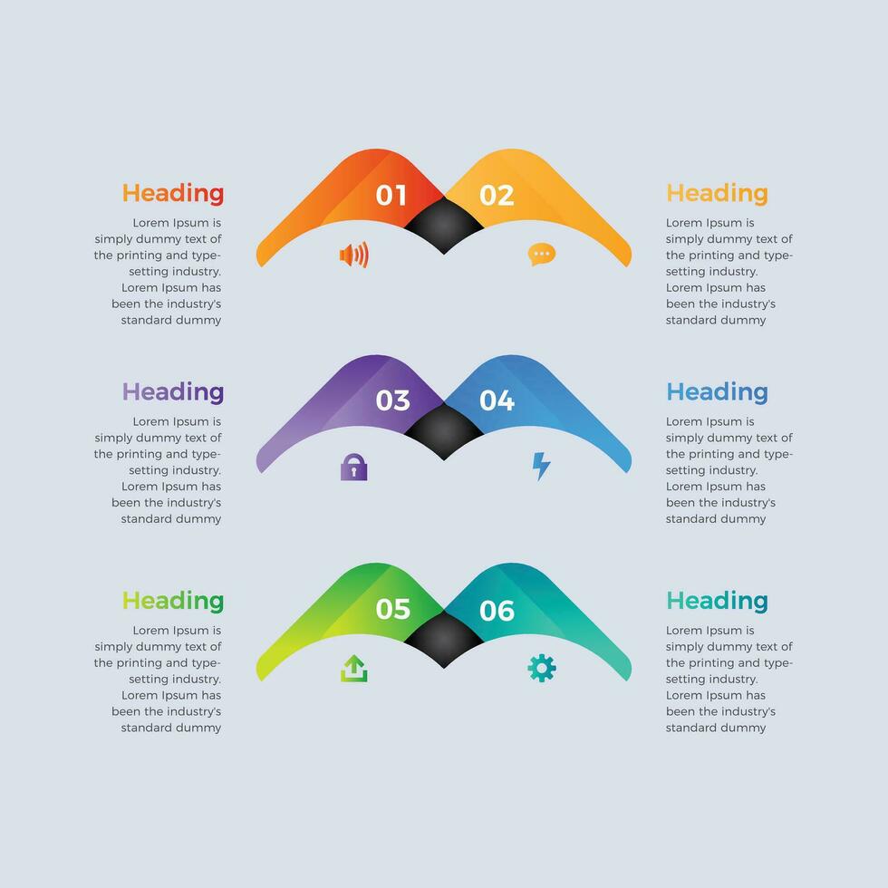 6 6 negocio infografia diseño. vector de plantillas para moderno vector grafico, diagrama y presentaciones negocio concepto con opciones, pasos, partes o procesos infografía modelo