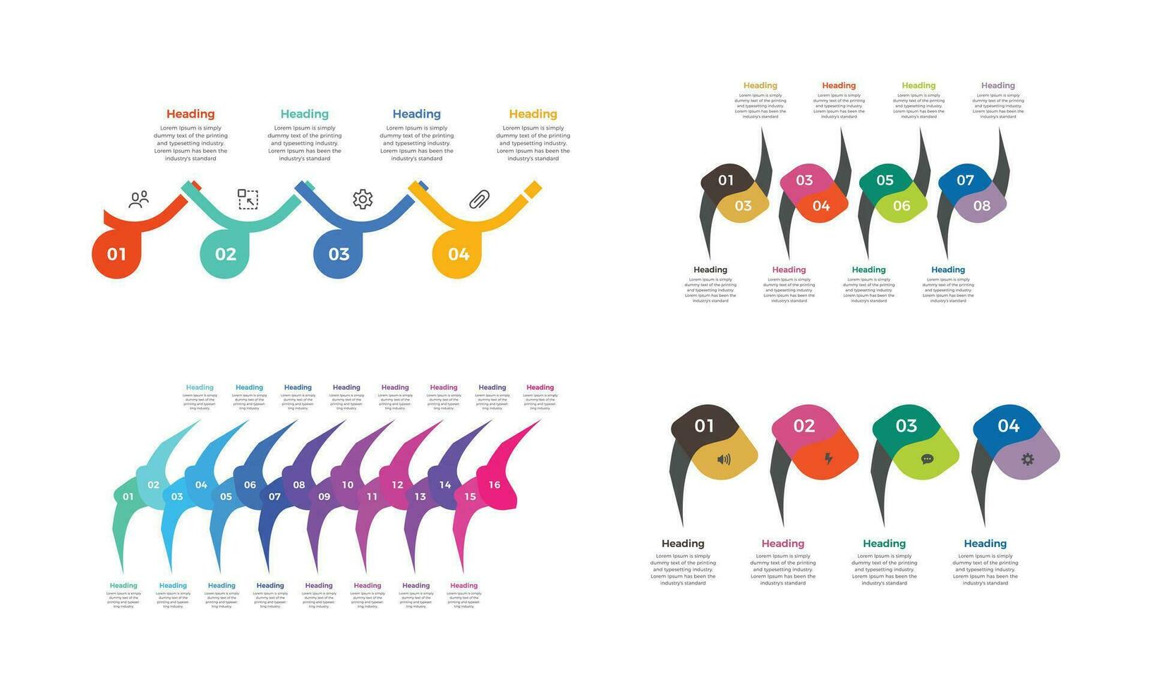 Business infographics set. Collection of templates for modern vector graph, diagram and presentations. Business concept with options, steps, parts or processes infographic  template