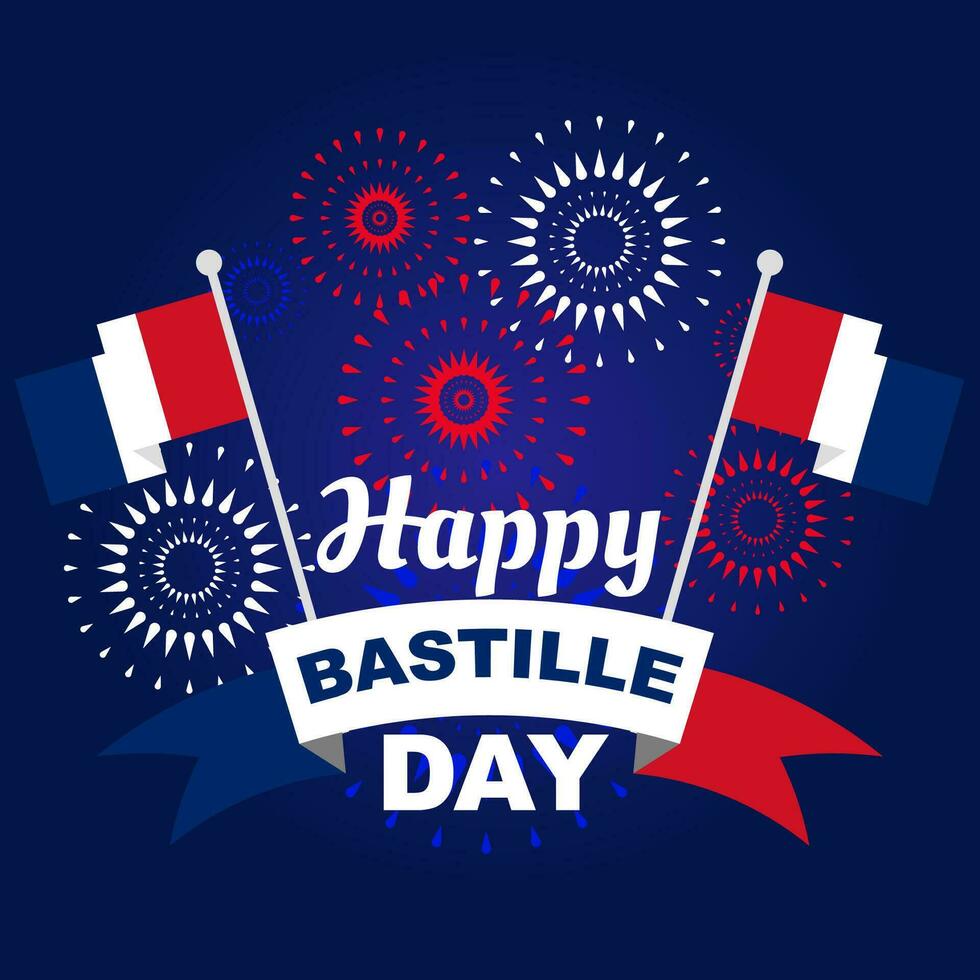 Bastille Day in France. happy national day, celebrated annually on July 14th. greeting card design with french flag decoration. vector