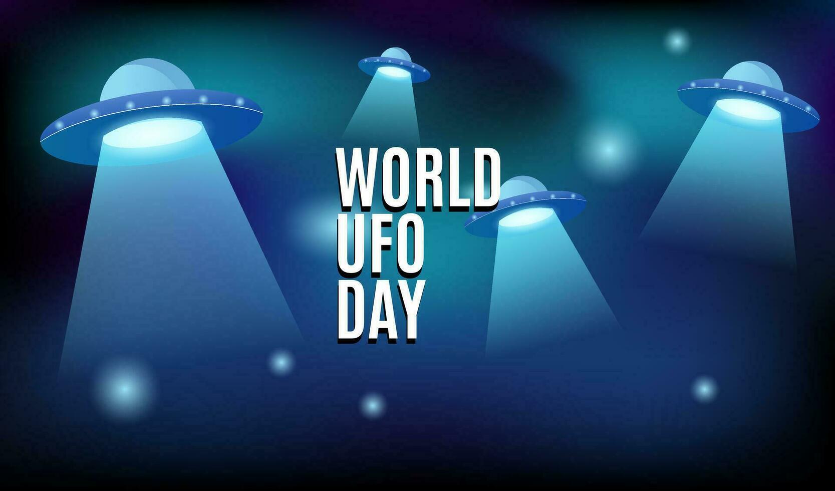 World ufo day 2 july, Poster banner greeting card illustration design with UFO in background galaxy night purple vector