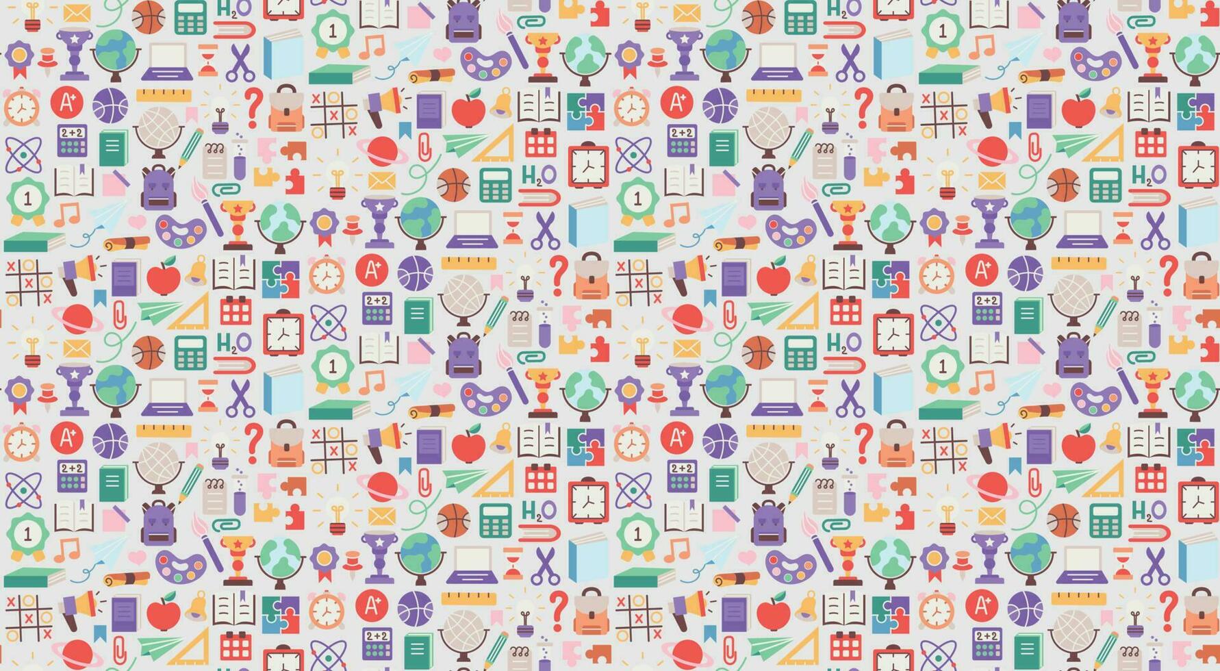 Back to school. pattern seamless of stationery for studying at school. education kids accessory. print object stuff design. graphic wallpaper element children study. background vector illustration