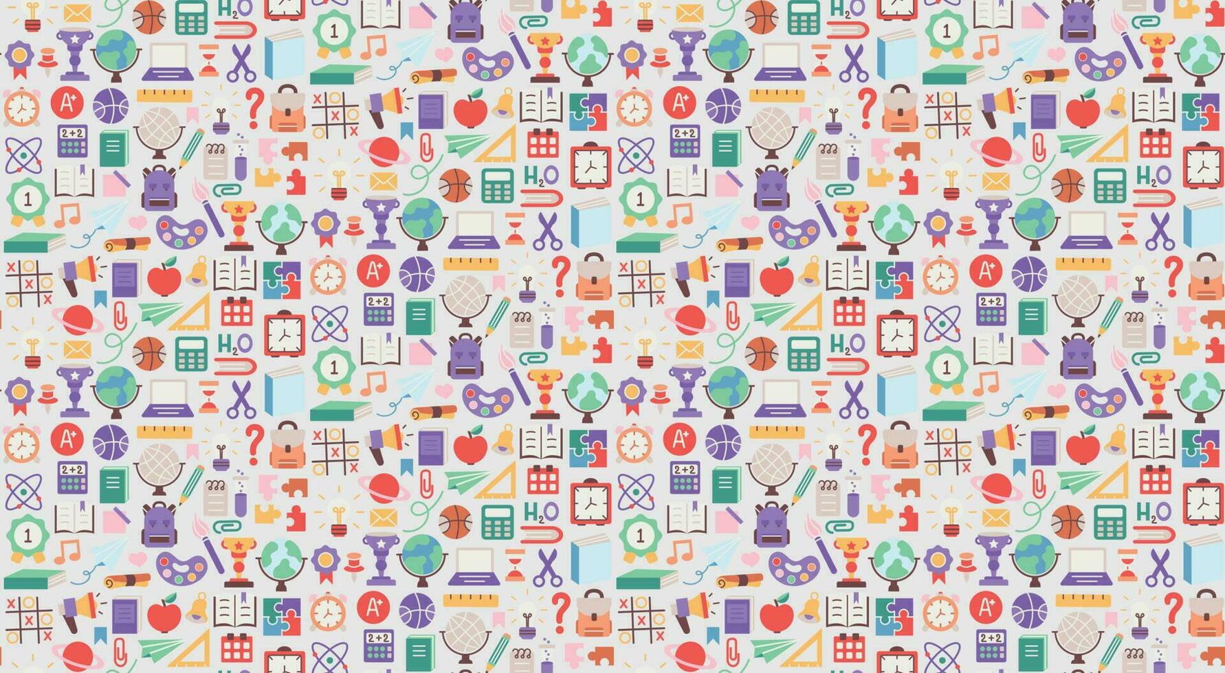 Back to school. pattern seamless of stationery for studying at school. education kids accessory. print object stuff design. graphic wallpaper element children study. background vector illustration