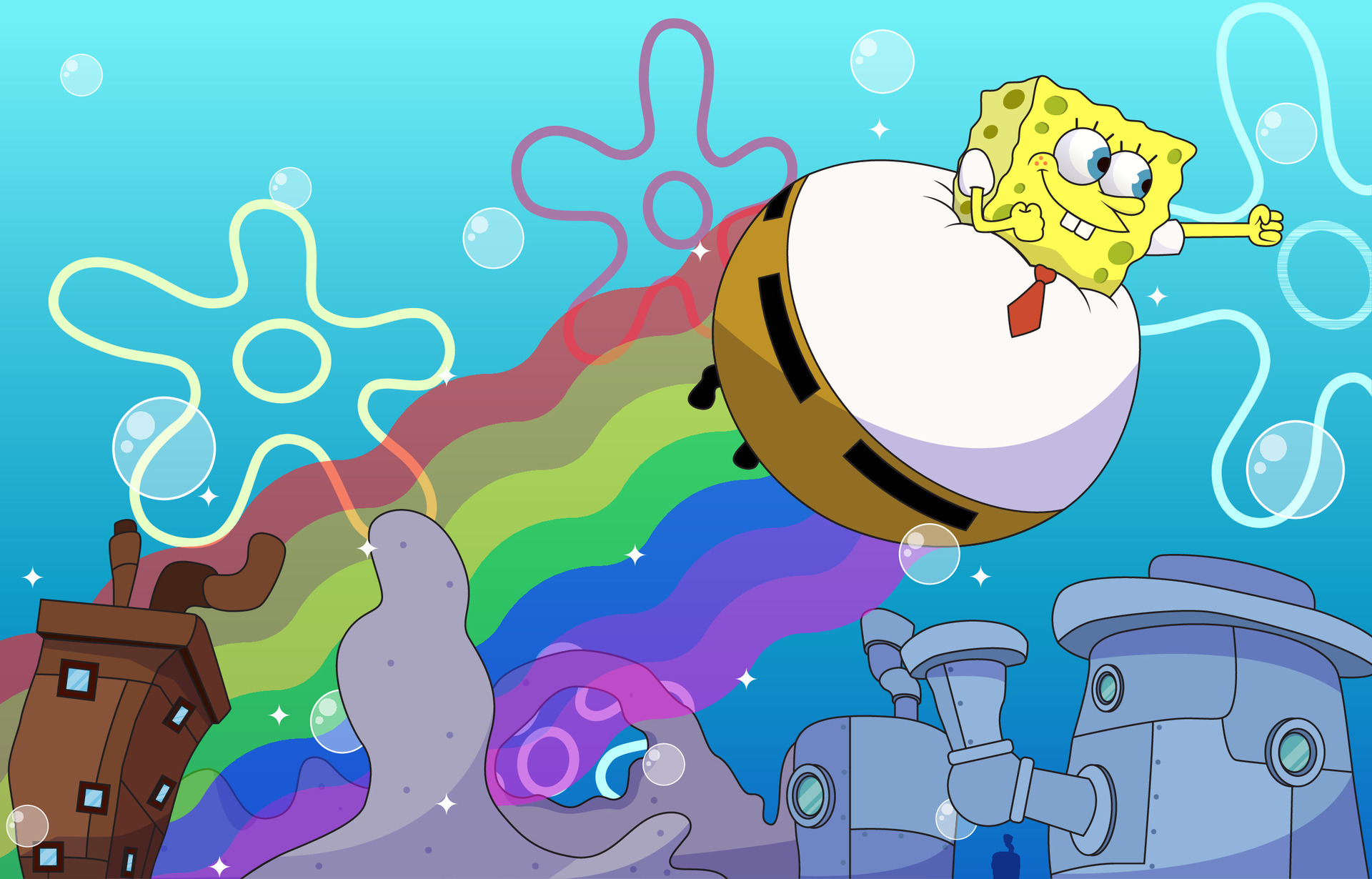 Sponge Flying With His Pants 24776247 Vector Art at Vecteezy