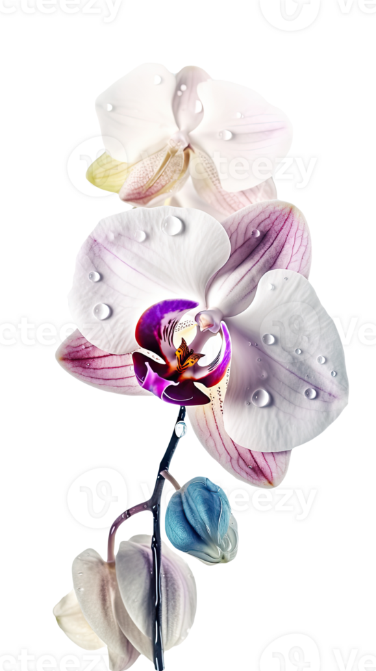Striking Macro Shot of Water Droplets Orchid Flower. . png