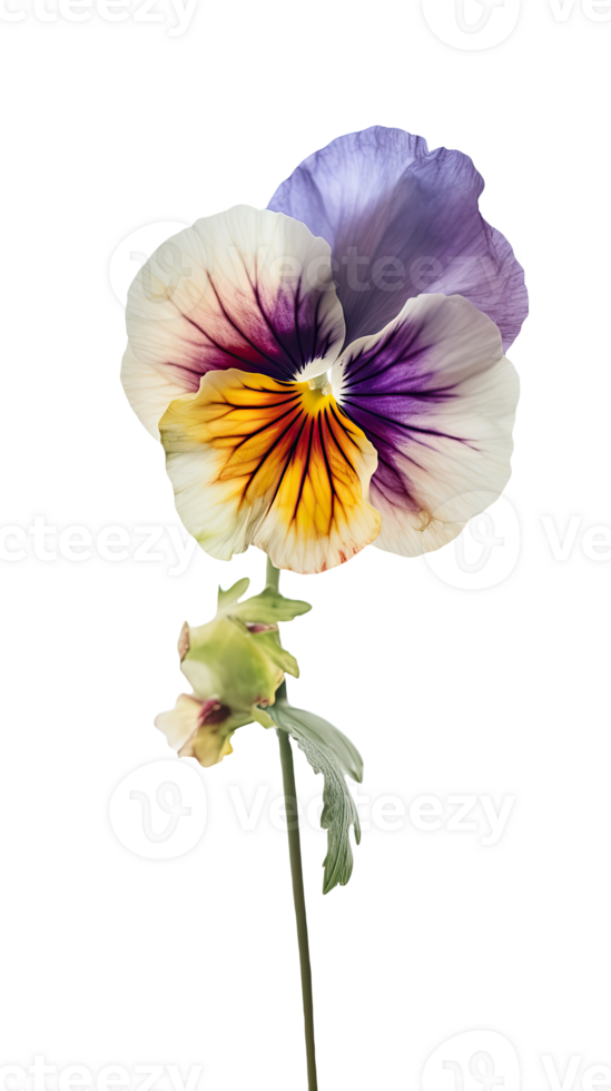 Watercolor Pansy Flower on Transparent Background. . png