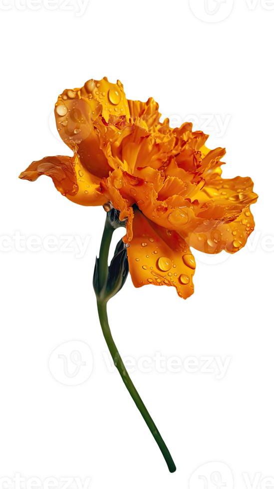 Stunning Macro Image of Water Droplets Carnation Flower in Chrome Yellow Color. . png