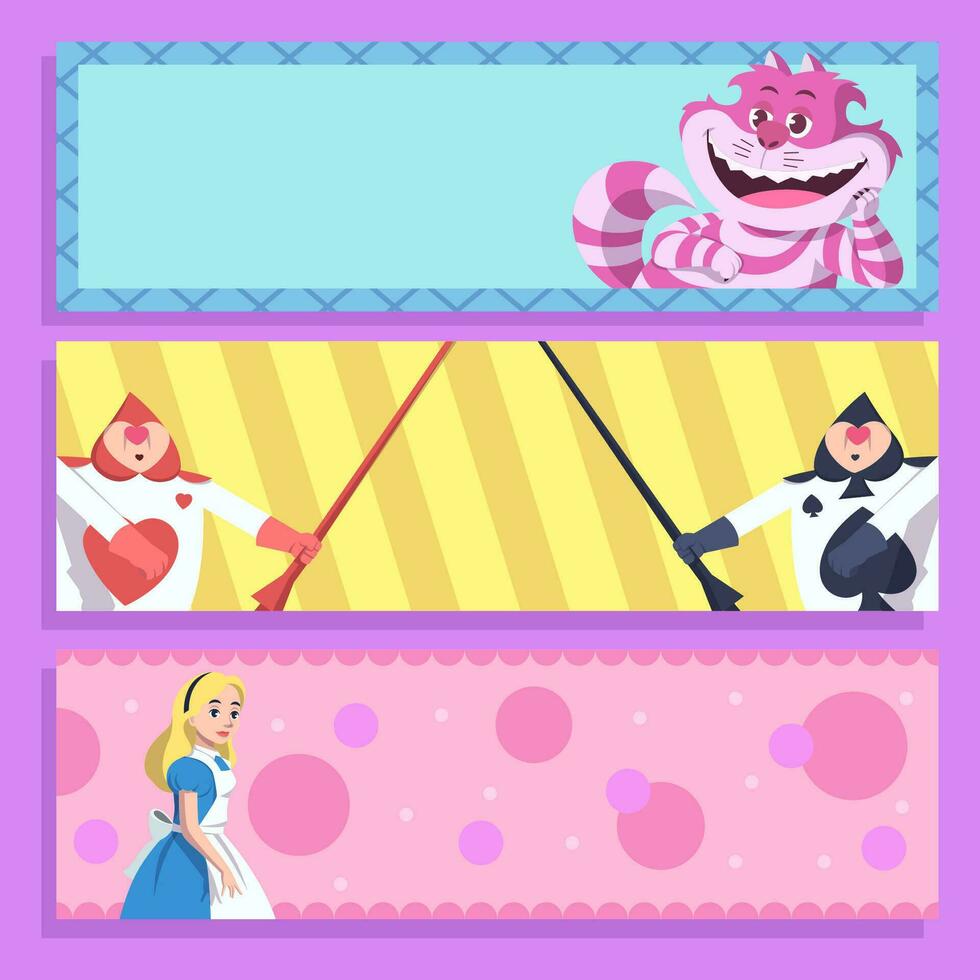 Girl in Wonderland and Friends Social Media Post vector