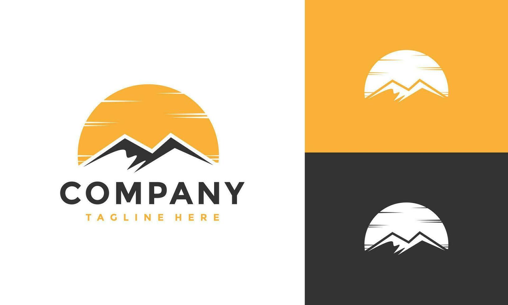 mountain sun sunset logo vector