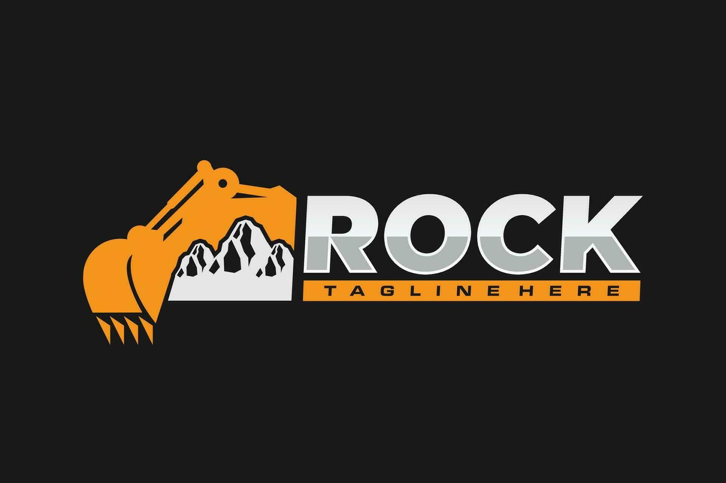 excavator rock logo vector