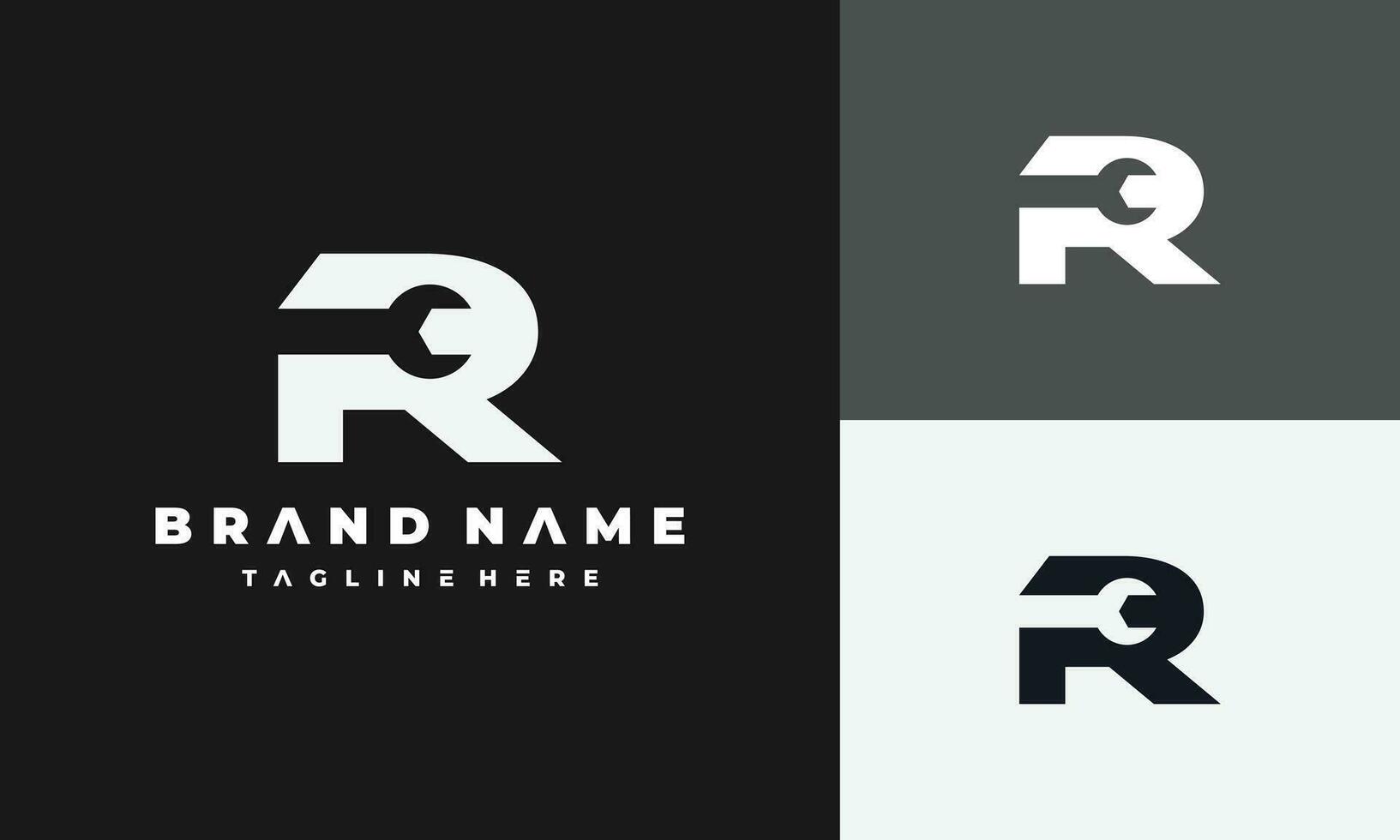 letter R wrench logo vector