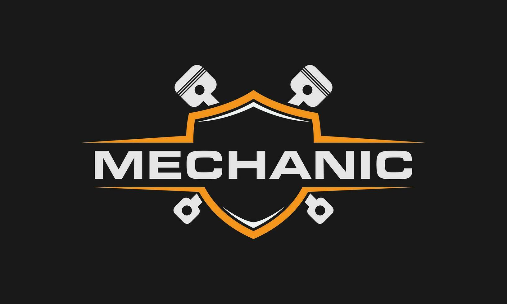 simple shield piston emblem logo vector
