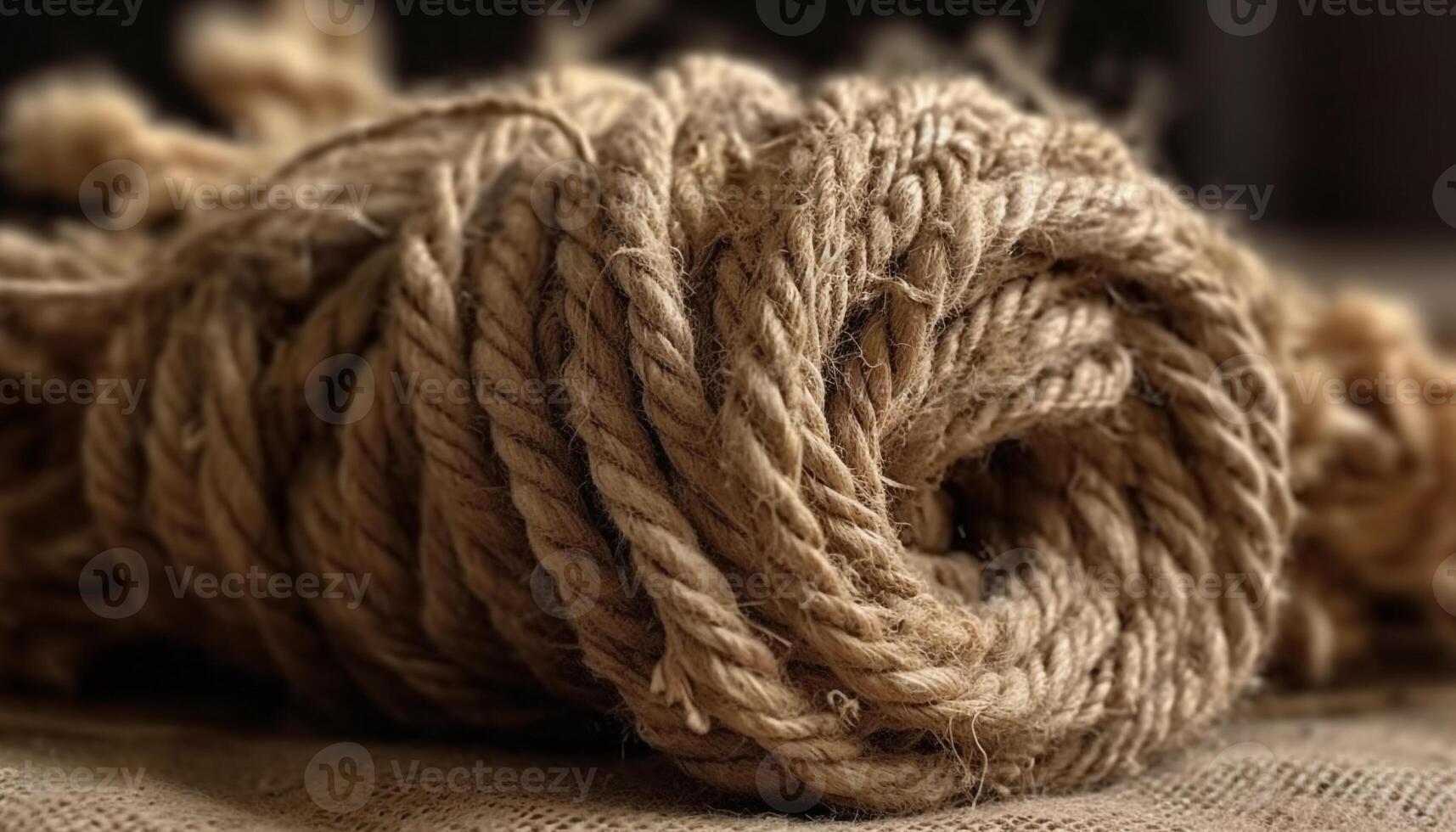 Twisted fiber rope tied knot for nautical vessel generated by AI photo