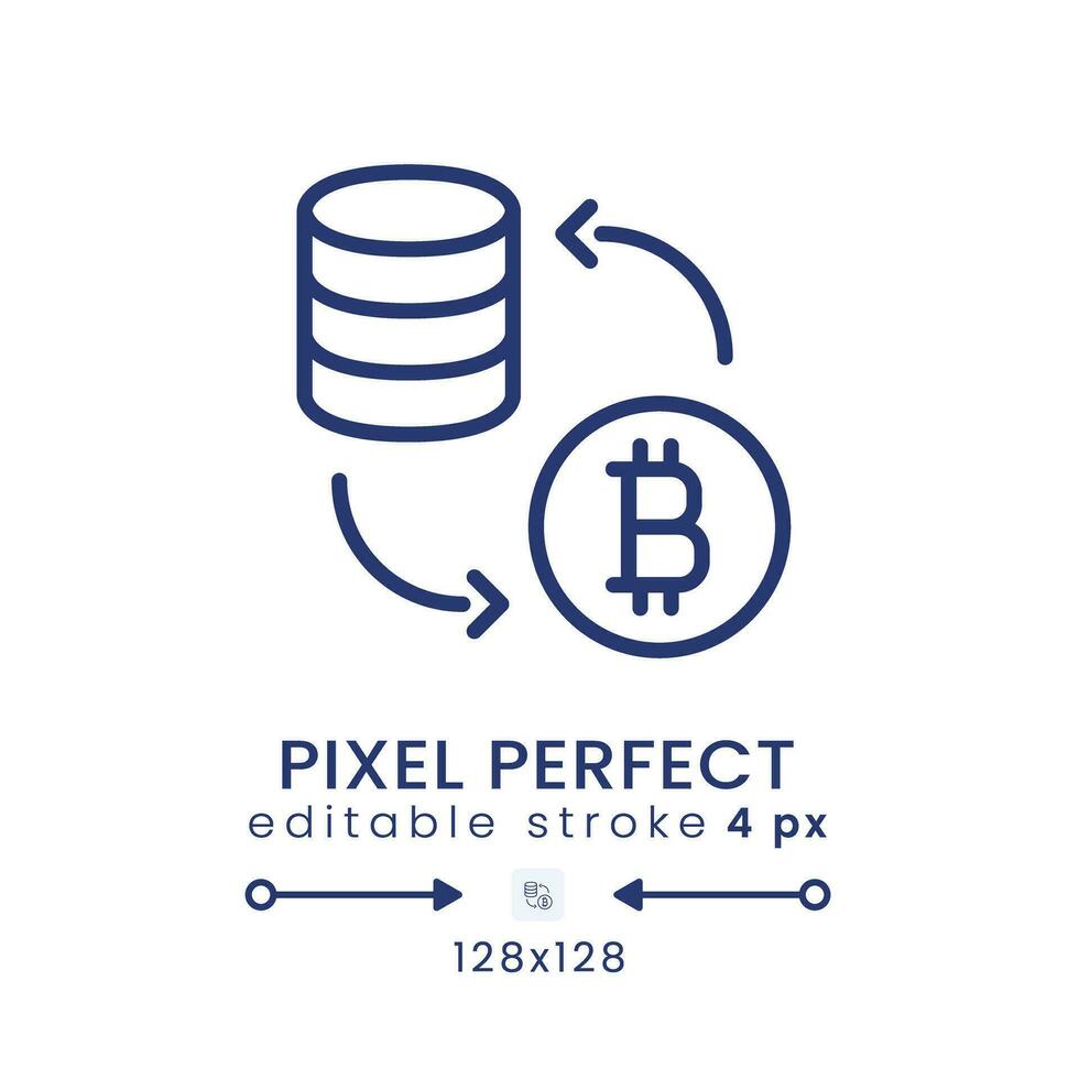 Tokenization linear desktop icon. Sensitive data security. Blockchain technology. Pixel perfect 128x128, outline 4px. GUI, UX design. Isolated user interface element for website. Editable stroke vector
