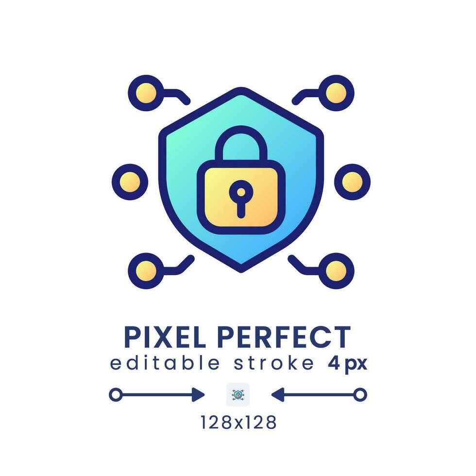Network security gradient fill desktop icon. Personal data safety. System protection. Pixel perfect 128x128, outline 4px. Modern colorful linear symbol. Vector isolated editable RGB element