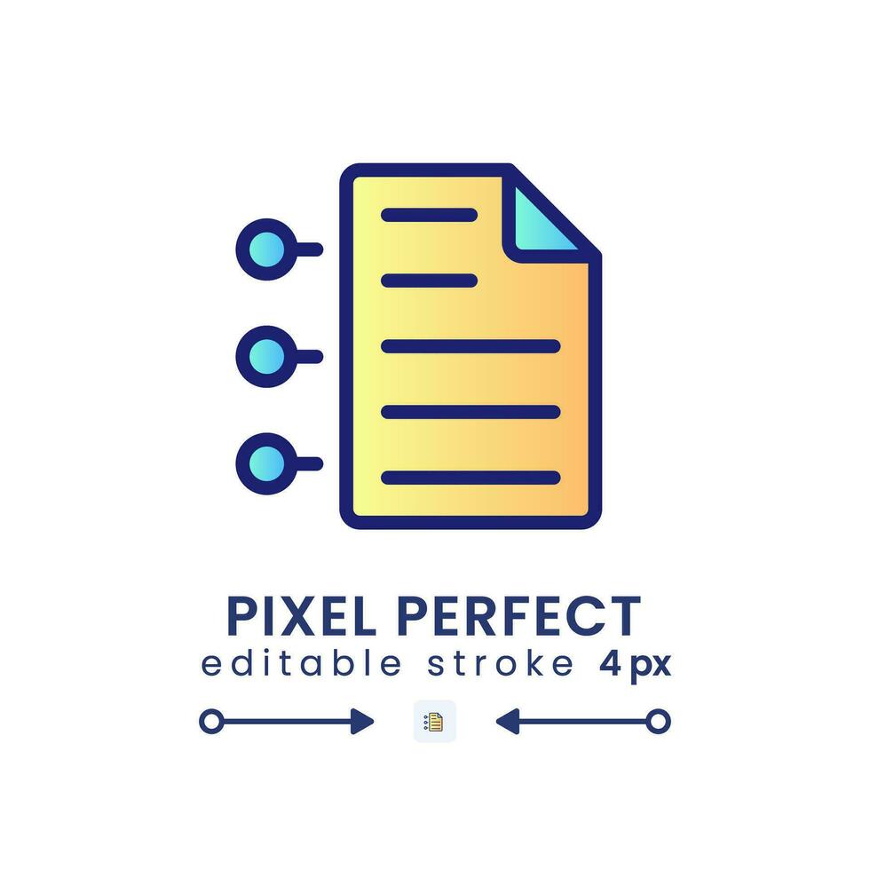 Contract conditions gradient fill desktop icon. Legal document. Partnership agreement. Pixel perfect 128x128, outline 4px. Modern colorful linear symbol. Vector isolated editable RGB element
