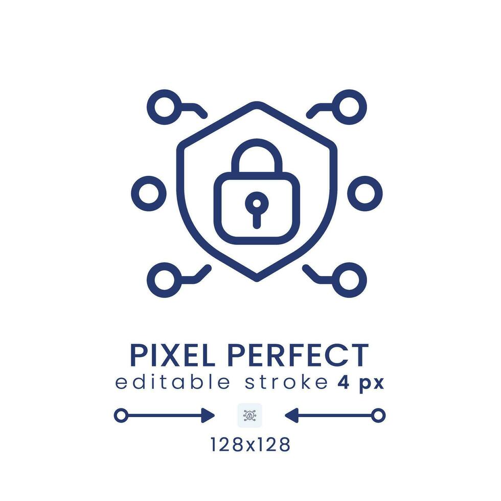 Network security linear desktop icon. Personal data safety. System protection. Pixel perfect 128x128, outline 4px. GUI, UX design. Isolated user interface element for website. Editable stroke vector