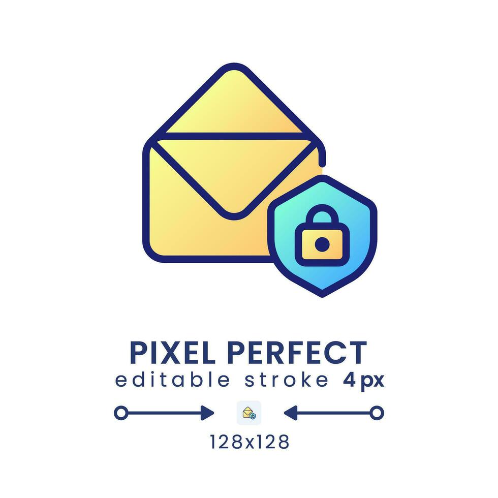 Email security gradient fill desktop icon. Account protection. Prevent unauthorized access. Pixel perfect 128x128, outline 4px. Modern colorful linear symbol. Vector isolated editable RGB element