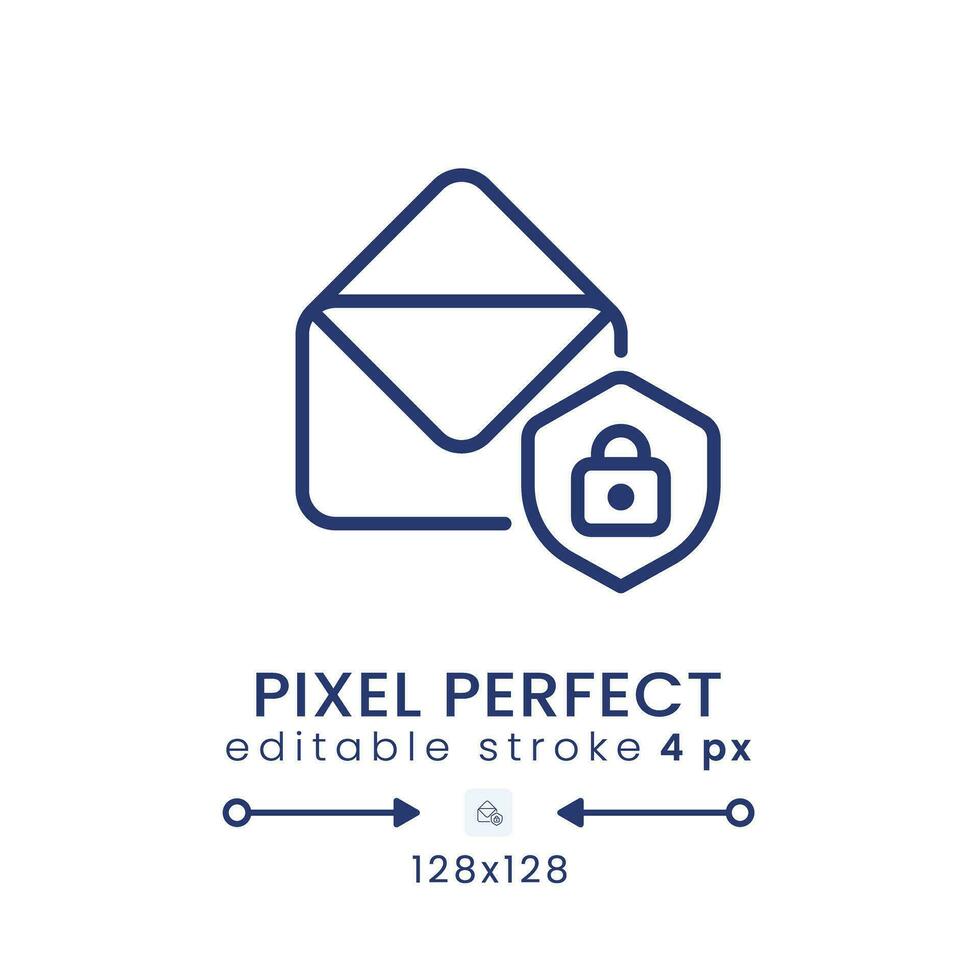 Email security linear desktop icon. Account protection. Prevent unauthorized access. Pixel perfect 128x128, outline 4px. GUI, UX design. Isolated user interface element for website. Editable stroke vector