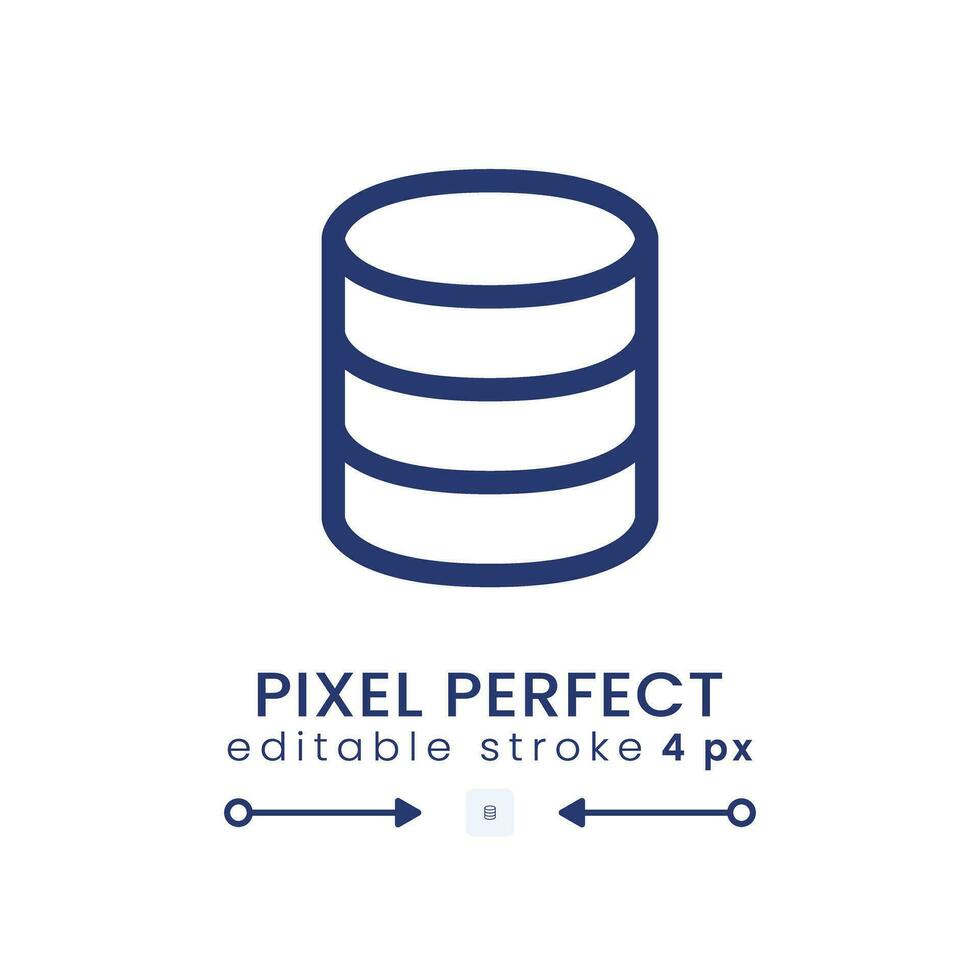 Database linear desktop icon. Data storage. Cloud computing. Backup and recovery. Pixel perfect 128x128, outline 4px. GUI, UX design. Isolated user interface element for website. Editable stroke vector
