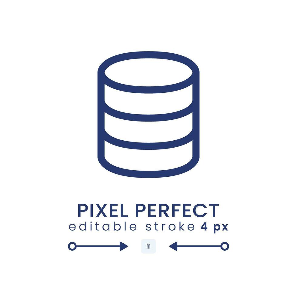 Database linear desktop icon. Data storage. Cloud computing. Backup and recovery. Pixel perfect 128x128, outline 4px. GUI, UX design. Isolated user interface element for website. Editable stroke vector