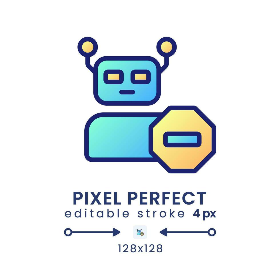 Advanced bot protection gradient fill desktop icon. Machine learning. Digital security. Pixel perfect 128x128, outline 4px. Modern colorful linear symbol. Vector isolated editable RGB element